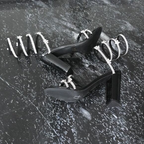 BRAND NEW WILD DIVA ELEGANT RHINESTONE STRAPPY BLOCK-HEEL SANDAL - Picture 11 of 16